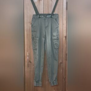 American Bazi Sage Green Cargo With Suspenders